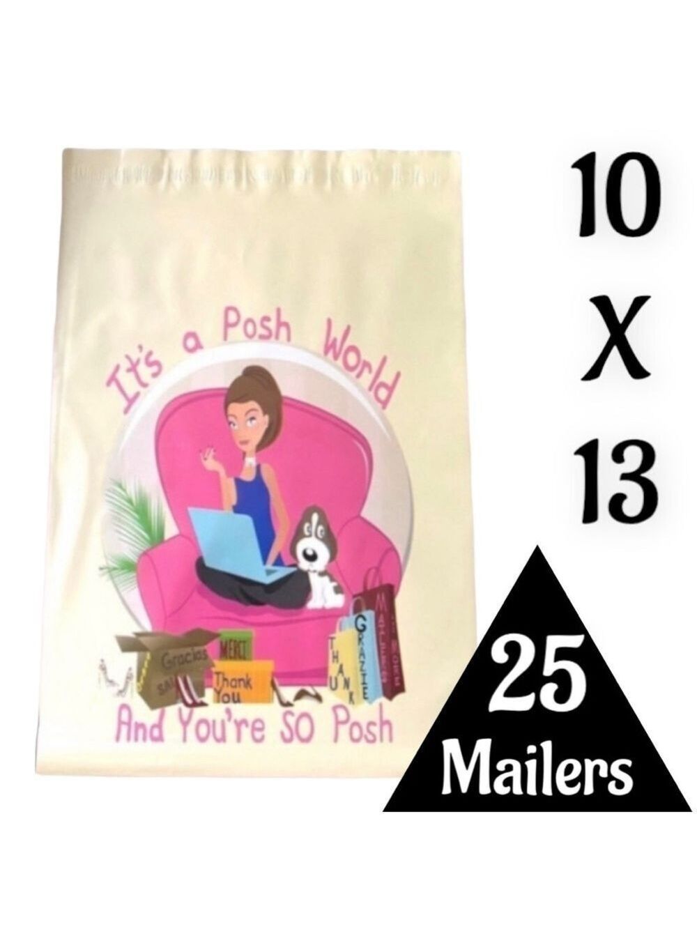 25 10X13 Poly Mailers Posh World PRICE IS FIRM - Picture 8 of 16
